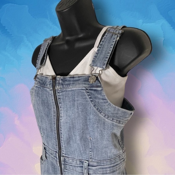AMERICAN Eagle Zip Front Denim Overall Dress Size 6 - Picture 7 of 15